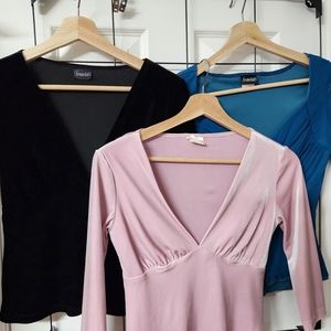 Fredericks of Hollywood tops set of 3 (pink, black, blue) gently used  XS